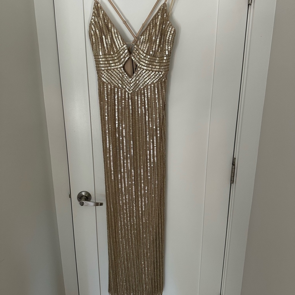 Elegant Gold Sequin Maxi Dress